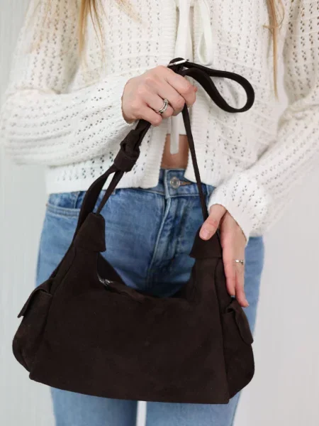 WeLassie Сумка shkrqna-zamsheva-zhnocha-sumka-glorq-shokoladnij Темно-коричневий Шкіра коричнева