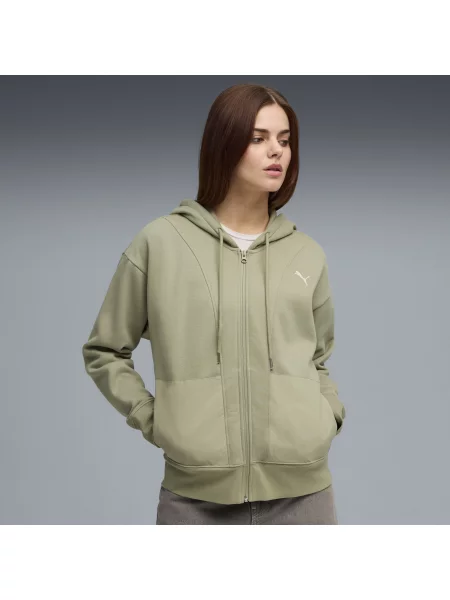 Rozpinana bluza z kapturem HER o luźnym kroju PUMA zielona
