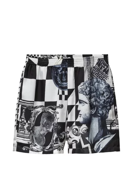 Pantaloni scurți Versace de mătase negru