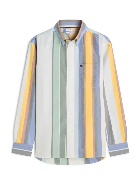TOMMY HILFIGER Cămașă HERITAGE albastru deschis / galben miere / verde mentă alb