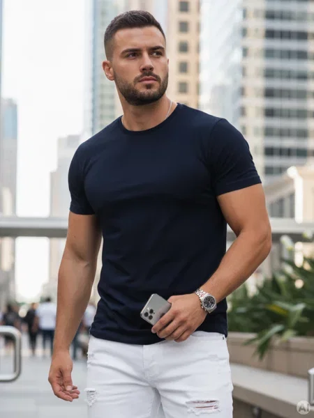 T-shirt basic Dstreet granatowy
