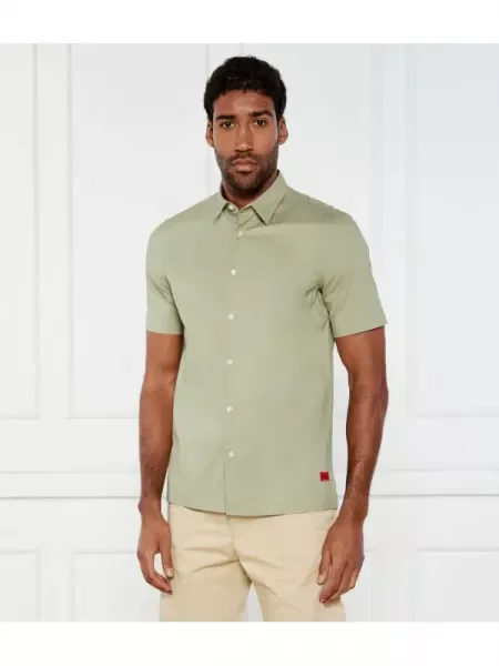 HUGO Cămașă | Straight fit | stretch verde