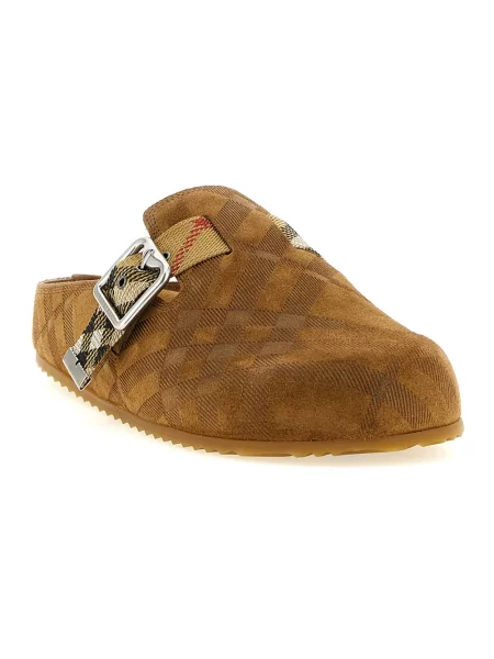 Chodaki Burberry skórzane brązowe