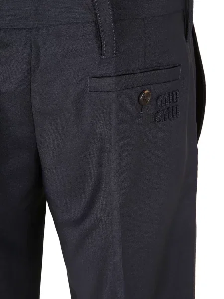 Pantaloni Miu Miu cu broderie albastru