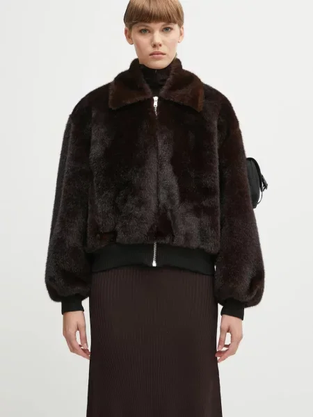 Coperni geacă Faux Fur Bomber de tranziție maro