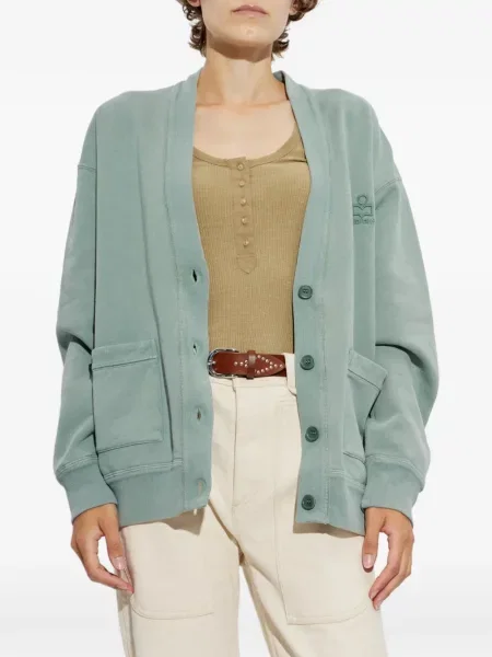 Cardigan Marant Etoile cu broderie verde