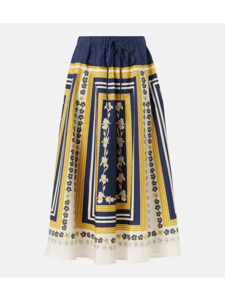 Fustă midi La Doublej cu imagine până la genunchi din poplin