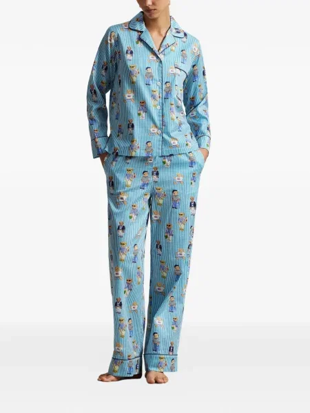 Koszulka polo Polo Ralph Lauren zamszowa na sprzączkę w paski niebieska