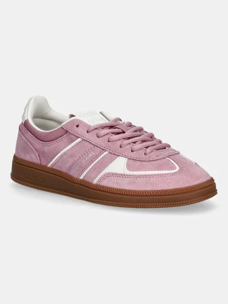Tommy Jeans sneakers din piele întoarsă THE GREENWICH EDGE roz