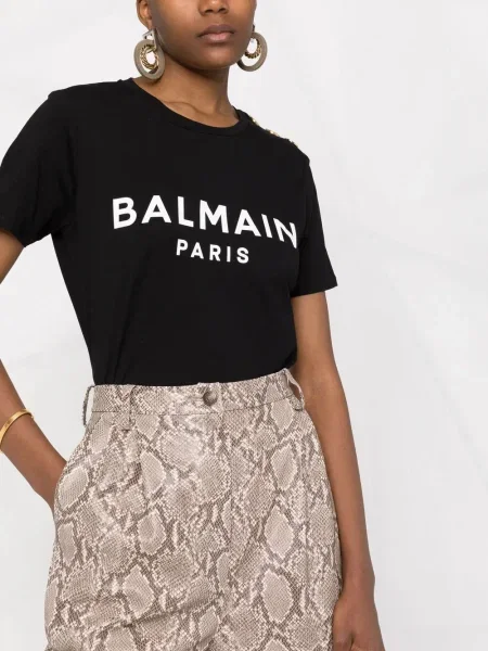 Тениска Balmain с принт черно