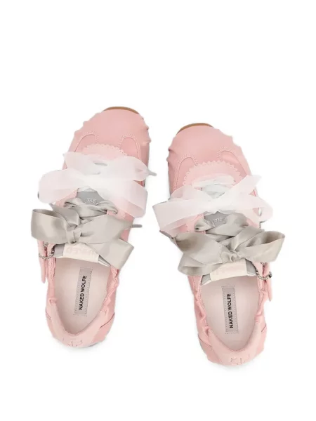 Sneakerși Naked Wolfe cu funde din satin roz