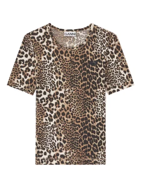 Tricou Ganni scurt maro