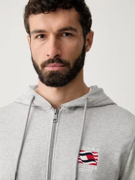 Суичър с качулка Tommy Hilfiger с качулка сиво