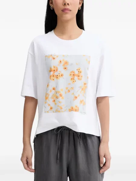 Scurt tricou polo Marc O'polo cu model floral cu imagine alb