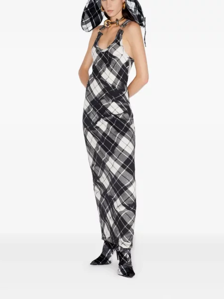 Rochie maxi Jean Paul Gaultier în carouri negru