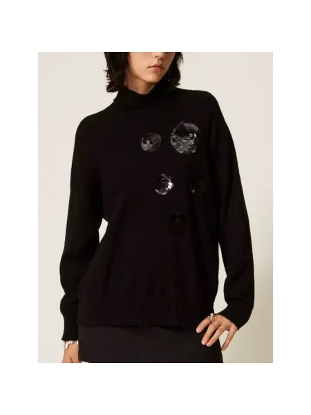 Sweter z golfem Twinset do golfa czarny