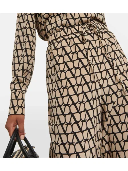 Pantaloni Valentino de mătase bej