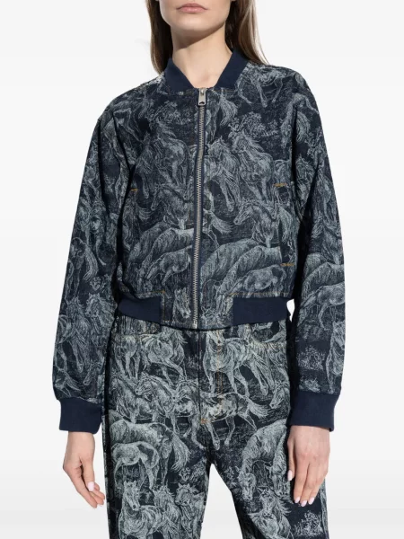 Geacă bomber Allsaints cu imagine albastru
