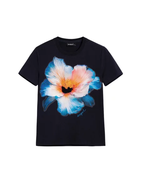 Tricou Desigual cu model floral albastru