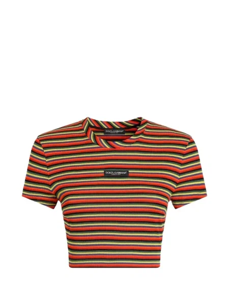 Tricou Dolce & Gabbana cu dungi din jerseu portocaliu