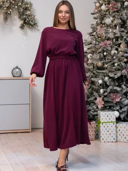 Сукня максі RiMari віскоза/поліестер бордовий