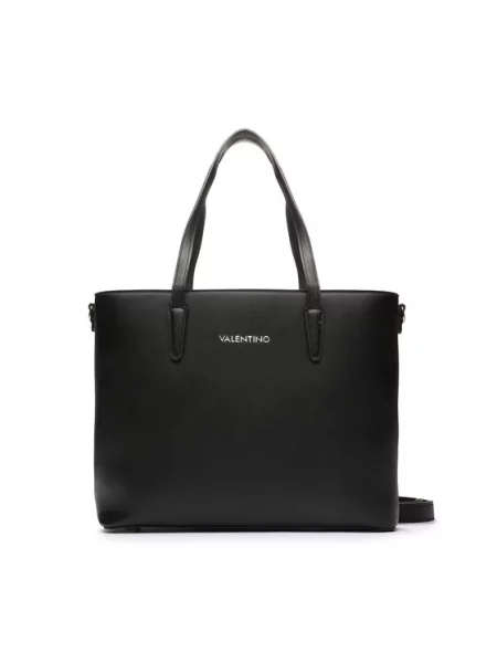 Lniana torebka Valentino Bags czarna