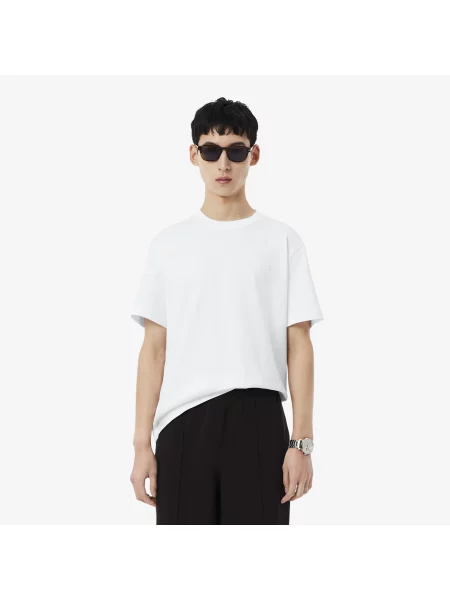 Lacoste T-Shirt Z Nadrukiem Z Dżerseju biały