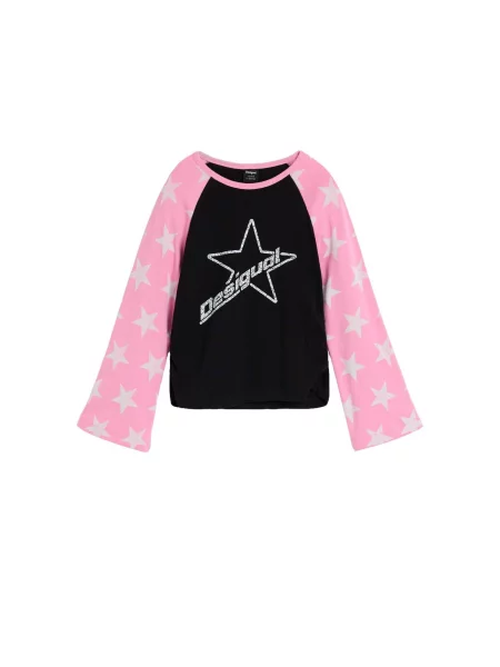 Desigual Tricou roz deschis negru