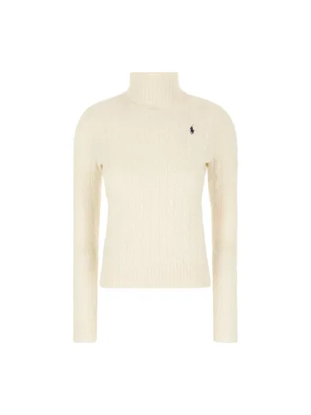Sweter z golfem Polo Ralph Lauren wełniany do golfa beżowy