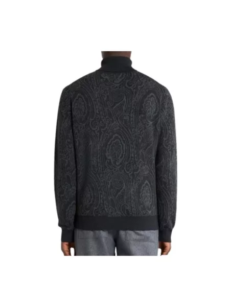 Sweter z golfem Etro z nadrukiem z wzorem paisley czarny