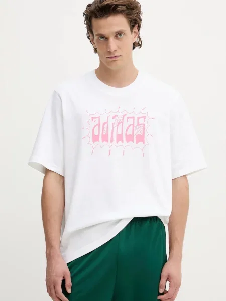 Тениска adidas Originals Distressed Oversized Te с принт бяло