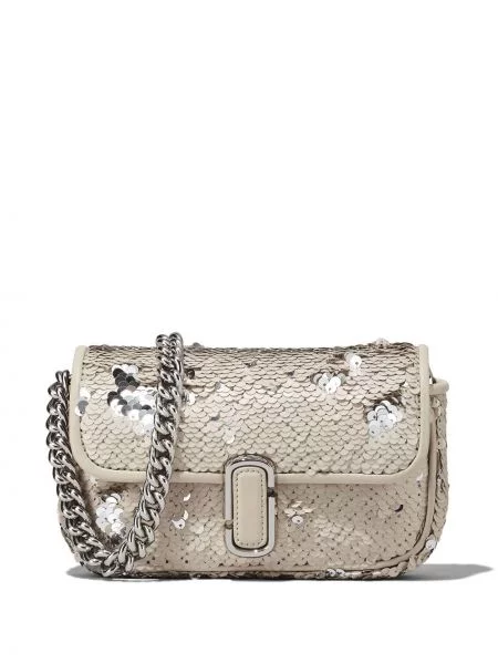 Mini geantă Marc Jacobs cu paiete mini argintiu