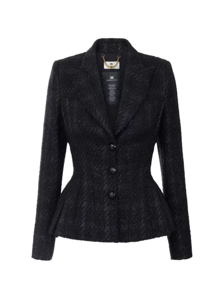 Geacă Elisabetta Franchi din tweed negru