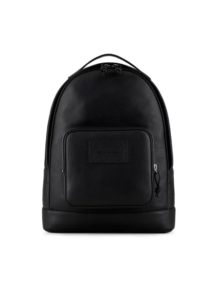 Emporio Armani plecak skórzany duży gładki czarny