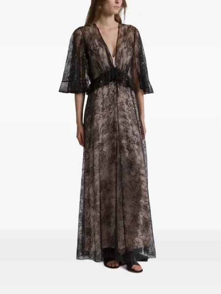 Rochie maxi Alberta Ferretti cu decolteu în V de costum negru