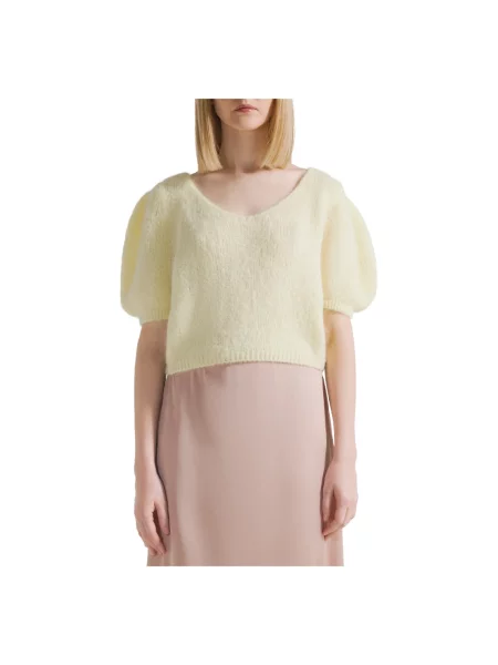Sweter American Dreams wełniany żółty