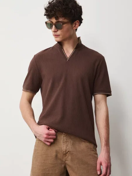 Medicine polo majica z elastanom rjava