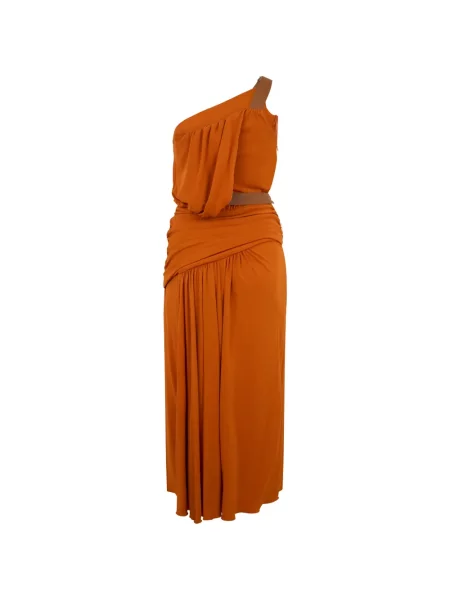 Cu centură rochie midi Alberta Ferretti cu un umăr gol portocaliu