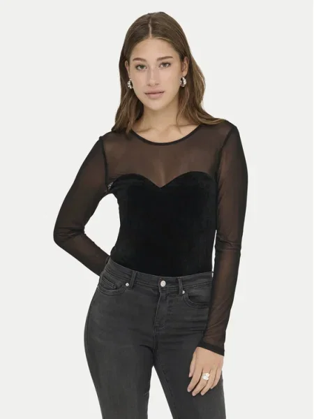 Блуза Only с дълъг ръкав черно