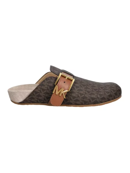 Klapki mules Michael Kors skórzane brązowe
