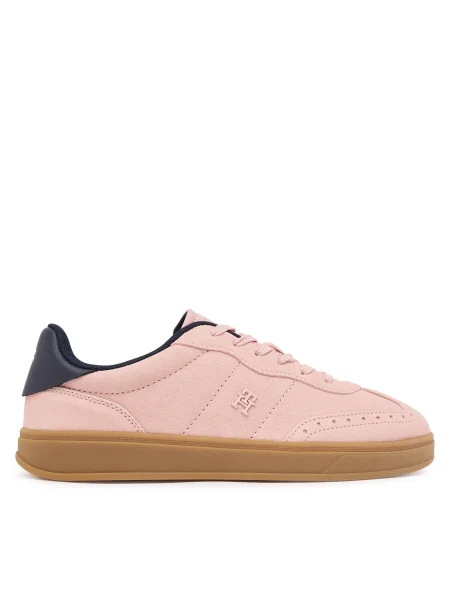 Велурени маратонки Tommy Hilfiger TH HERITAGE SNEAKER розово