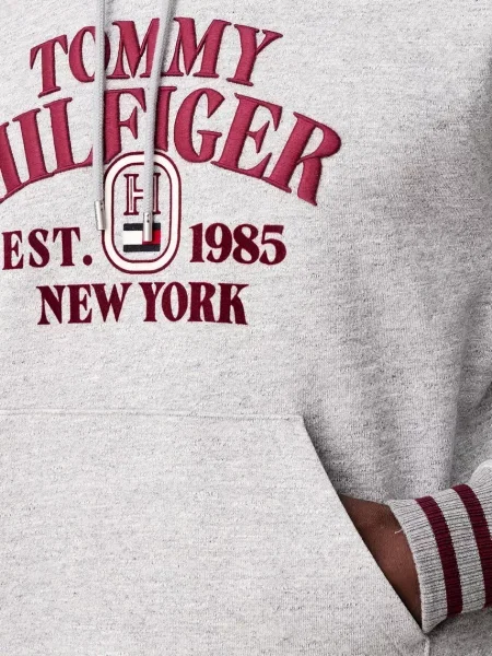 Суичър с качулка Tommy Hilfiger сиво