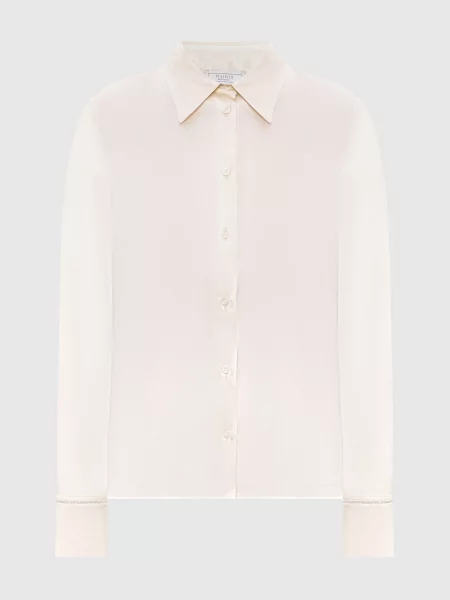 Блуза із шовку з ланцюжком моніль Peserico бежева