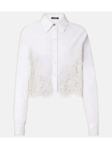 Cămașă Versace din dantelă alb