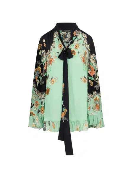 Rochie mini Roberto Cavalli cu model floral cu imagine verde