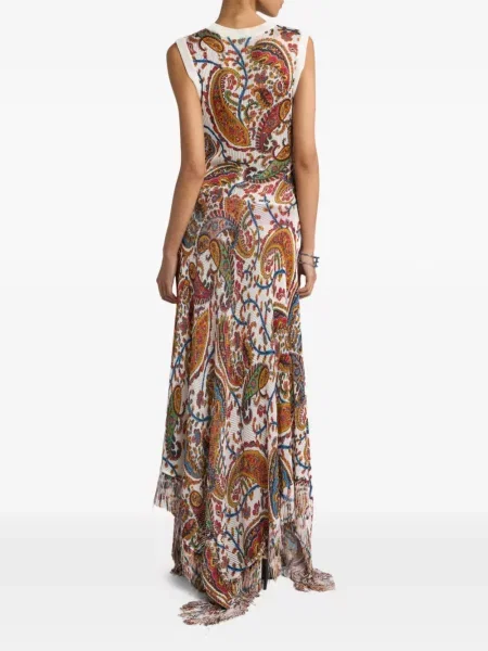 Rochie maxi Etro cu model floral de costum alb