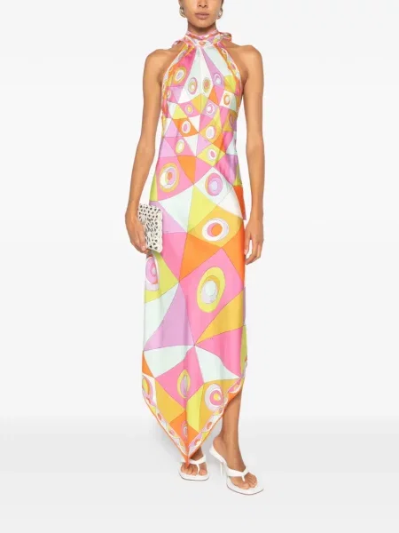 Rochie midi Pucci cu imagine cu imprimeu geometric roz