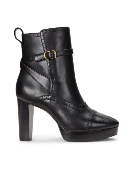 Кожени боти Lauren Ralph Lauren Mckinsey с дебел черно
