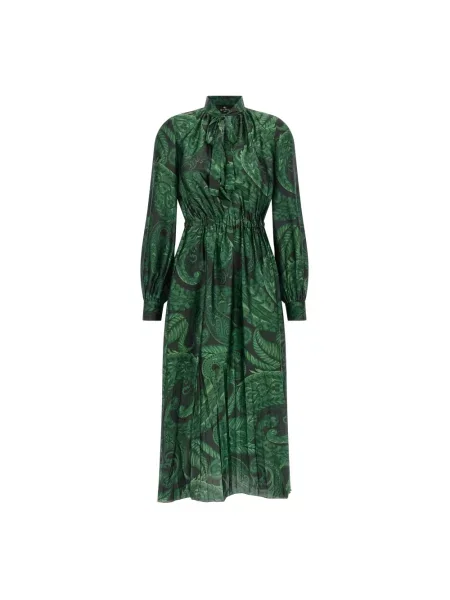 Sukienka midi Etro w kwiatki do kolan zielona