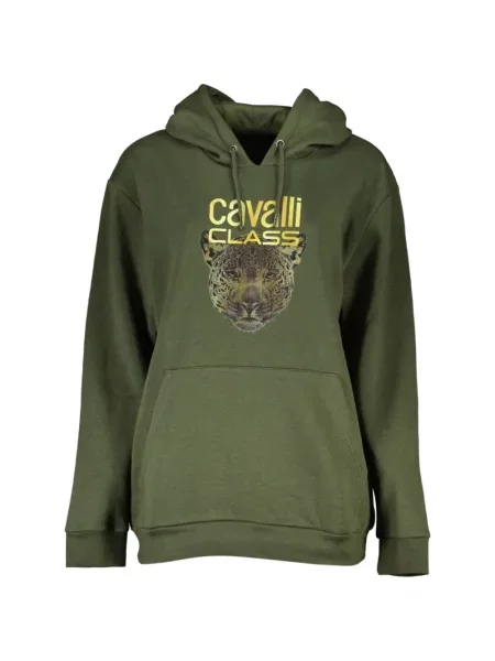 Hanorac cu glugă Cavalli Class cu imagine cu model leopard verde